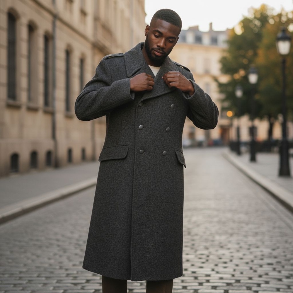 Vintage 1960s Danish Wool Greatcoat, Overcoat, Trench Coat, Men's S-XL